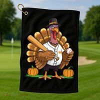 Baseball Turkey Pilgrim Thanksgiving Pumpkin Meaningful Gift Golf Towel thumb 1
