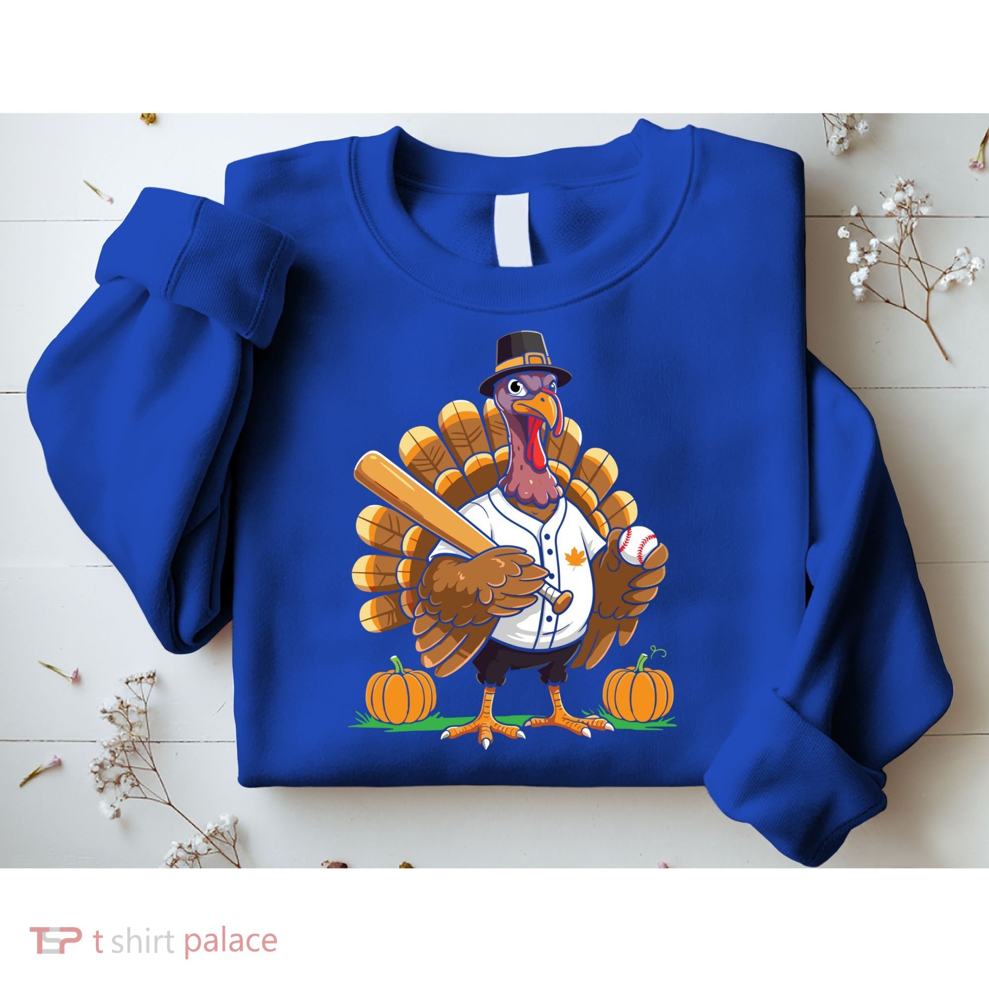 Baseball Turkey Pilgrim Thanksgiving Pumpkin Meaningful Gift Sweatshirt