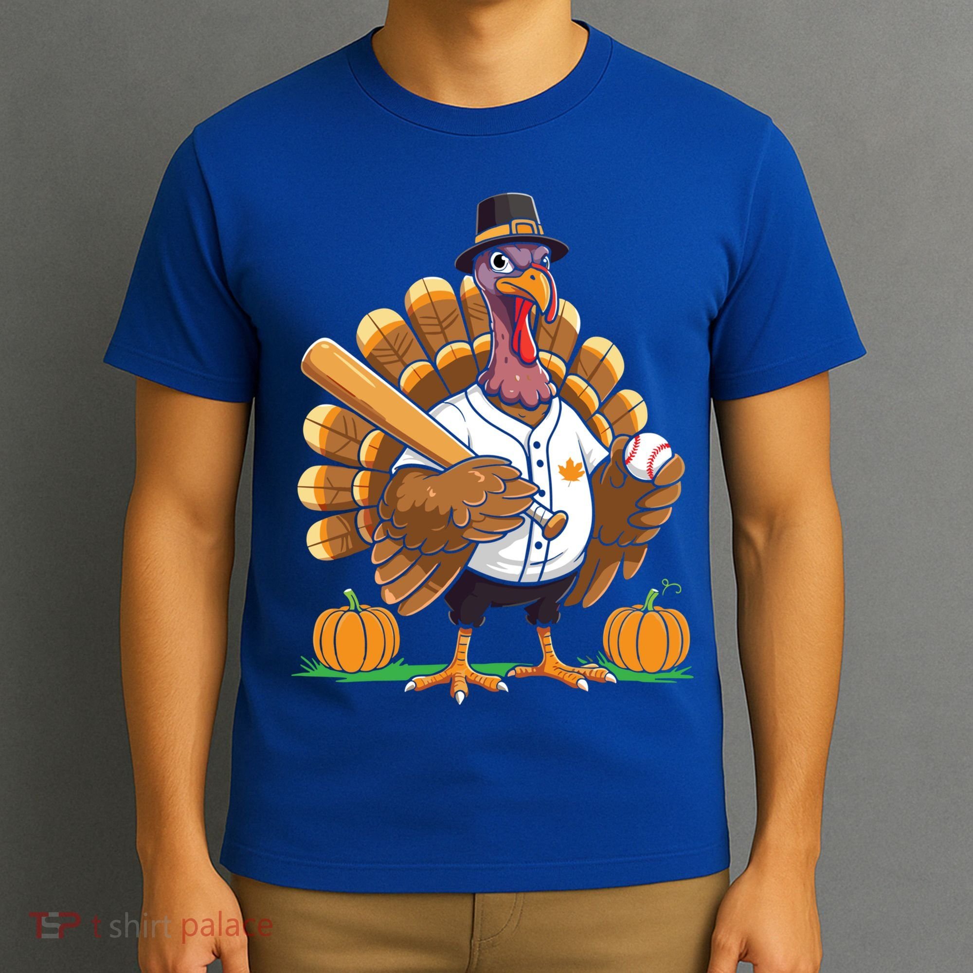Baseball Turkey Pilgrim Thanksgiving Pumpkin Meaningful Gift T-Shirt