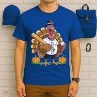 Baseball Turkey Pilgrim Thanksgiving Pumpkin Meaningful Gift T-Shirt thumb 6