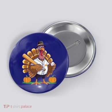 Baseball Turkey Pilgrim Thanksgiving Pumpkin Meaningful Gift Button