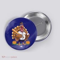 Baseball Turkey Pilgrim Thanksgiving Pumpkin Meaningful Gift Button thumb 0