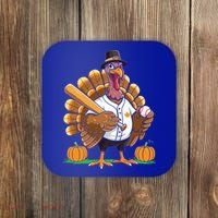 Baseball Turkey Pilgrim Thanksgiving Pumpkin Meaningful Gift Coaster thumb 0