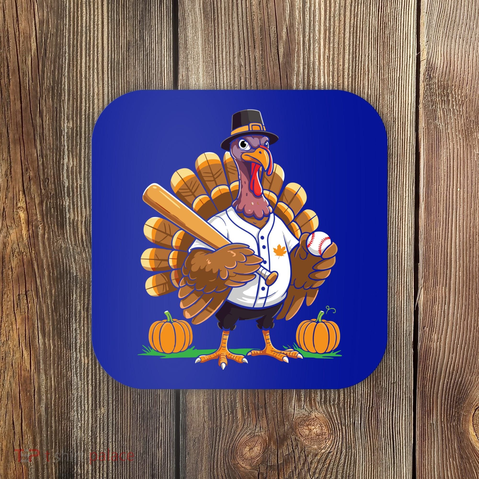 Baseball Turkey Pilgrim Thanksgiving Pumpkin Meaningful Gift Coaster