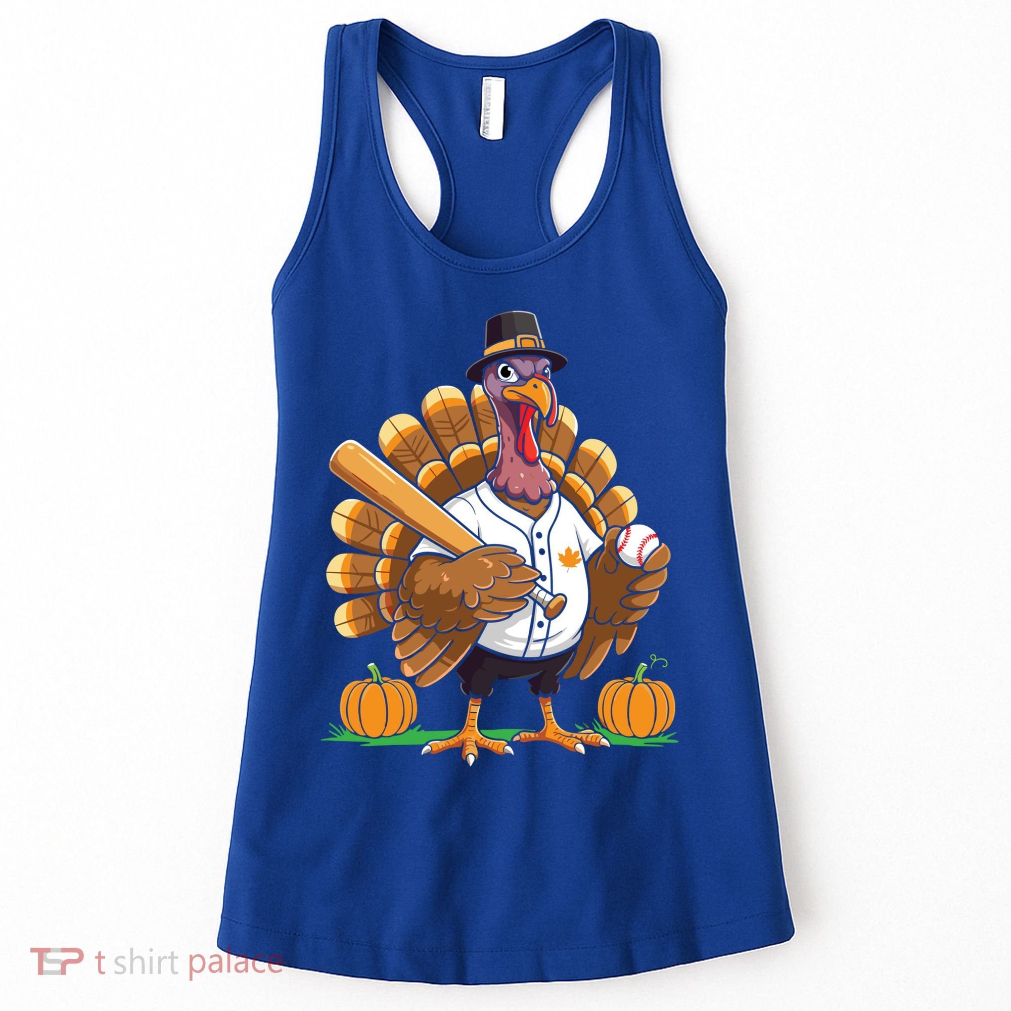 Baseball Turkey Pilgrim Thanksgiving Pumpkin Meaningful Gift Women's Tank Top