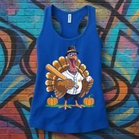 Baseball Turkey Pilgrim Thanksgiving Pumpkin Meaningful Gift Women's Tank Top thumb 3