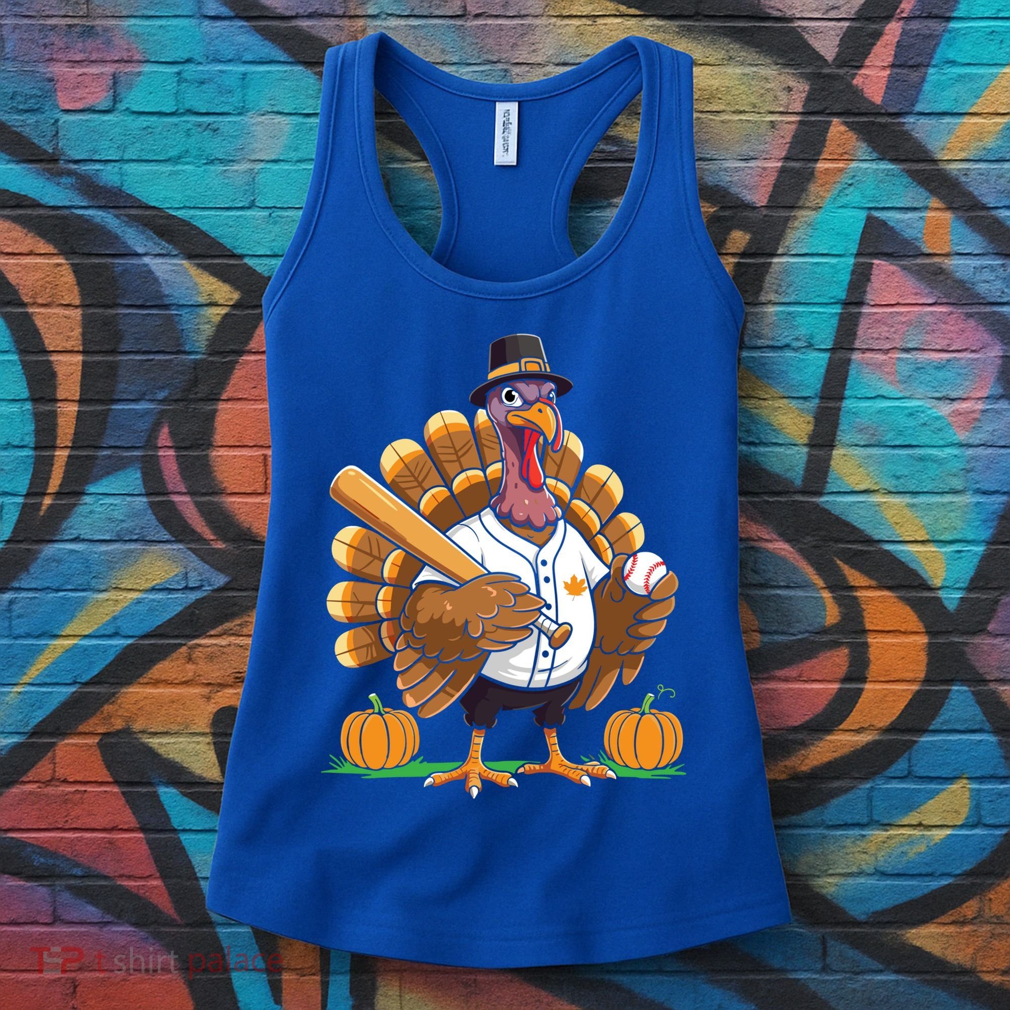 Baseball Turkey Pilgrim Thanksgiving Pumpkin Meaningful Gift Women's Tank Top