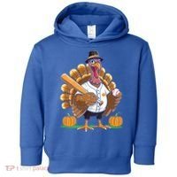 Baseball Turkey Pilgrim Thanksgiving Pumpkin Meaningful Gift Toddler Hoodie thumb 0
