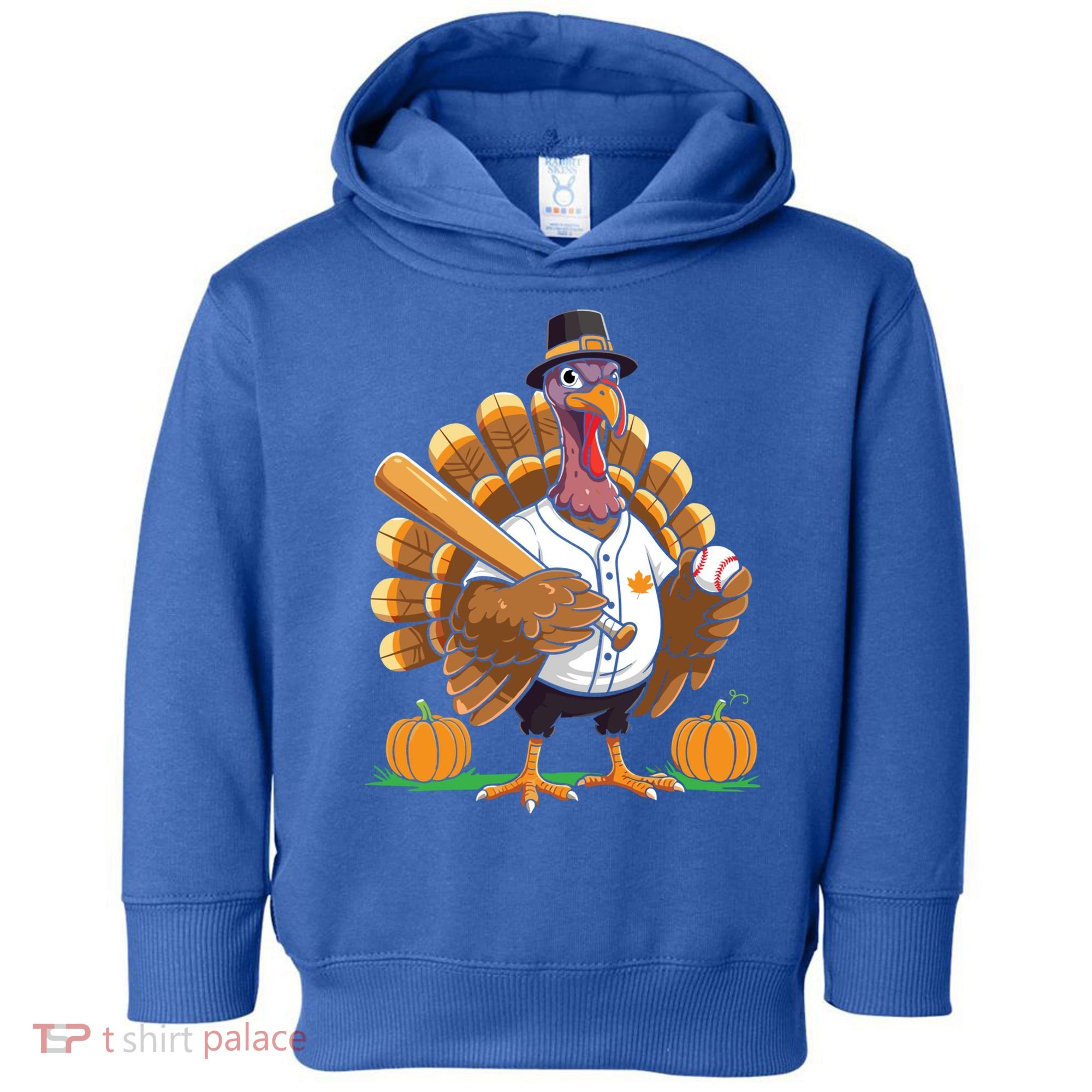 Baseball Turkey Pilgrim Thanksgiving Pumpkin Meaningful Gift Toddler Hoodie