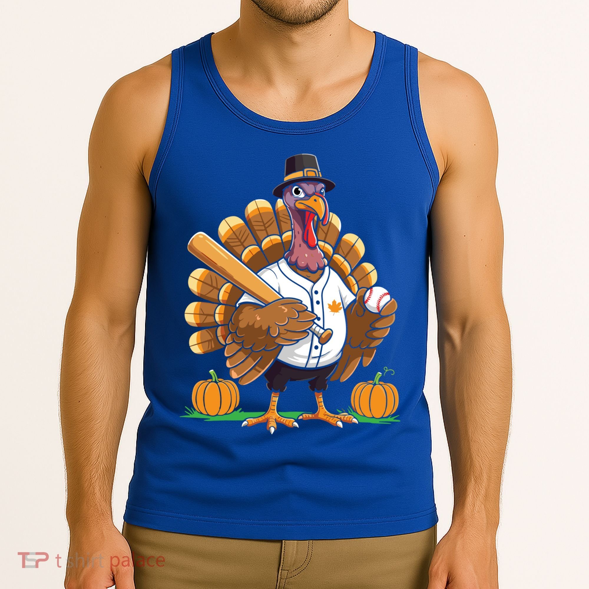 Baseball Turkey Pilgrim Thanksgiving Pumpkin Meaningful Gift Tank Top