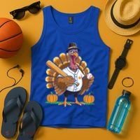 Baseball Turkey Pilgrim Thanksgiving Pumpkin Meaningful Gift Tank Top thumb 4
