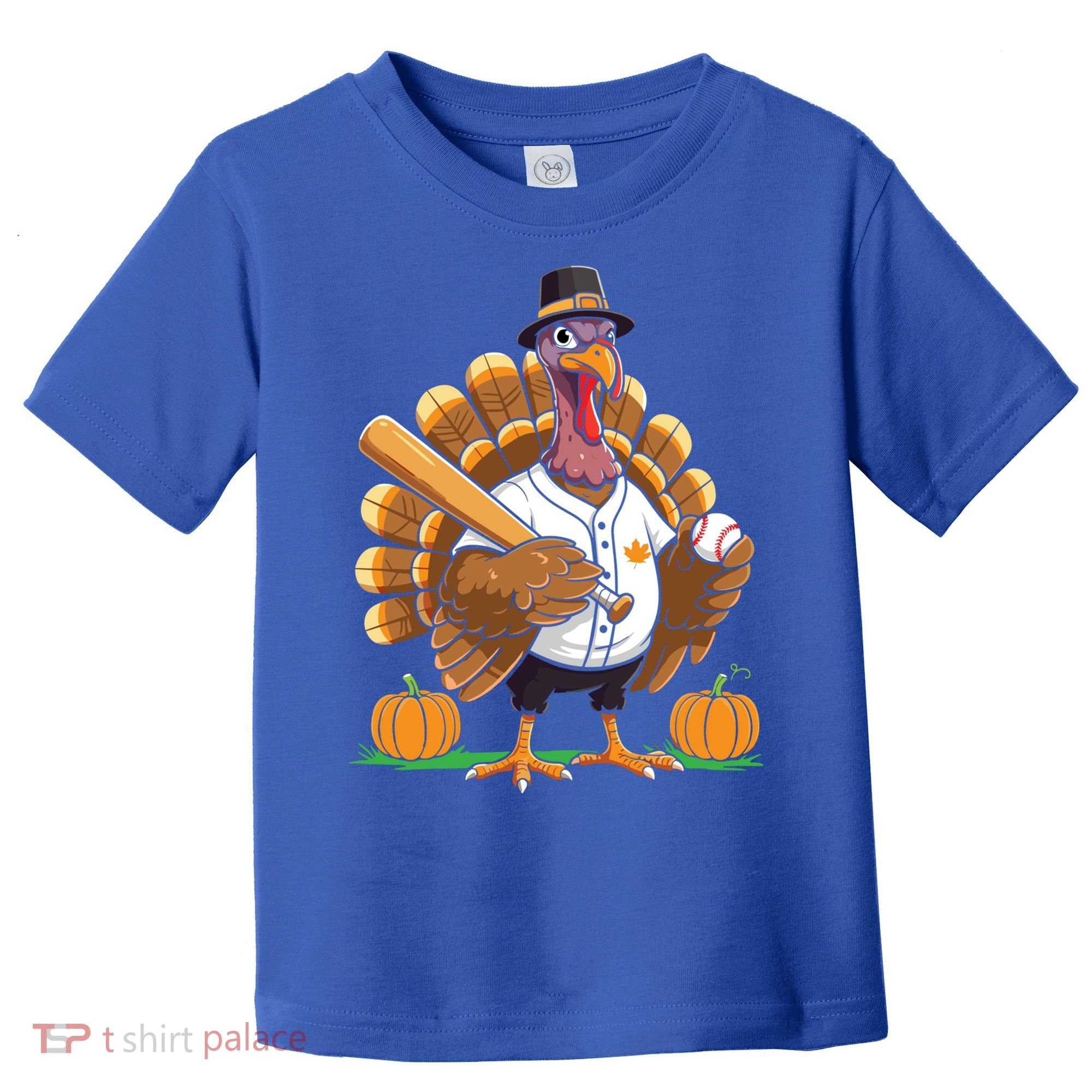 Baseball Turkey Pilgrim Thanksgiving Pumpkin Meaningful Gift Toddler T-Shirt