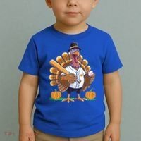 Baseball Turkey Pilgrim Thanksgiving Pumpkin Meaningful Gift Toddler T-Shirt thumb 2