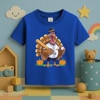 Baseball Turkey Pilgrim Thanksgiving Pumpkin Meaningful Gift Toddler T-Shirt thumb 3