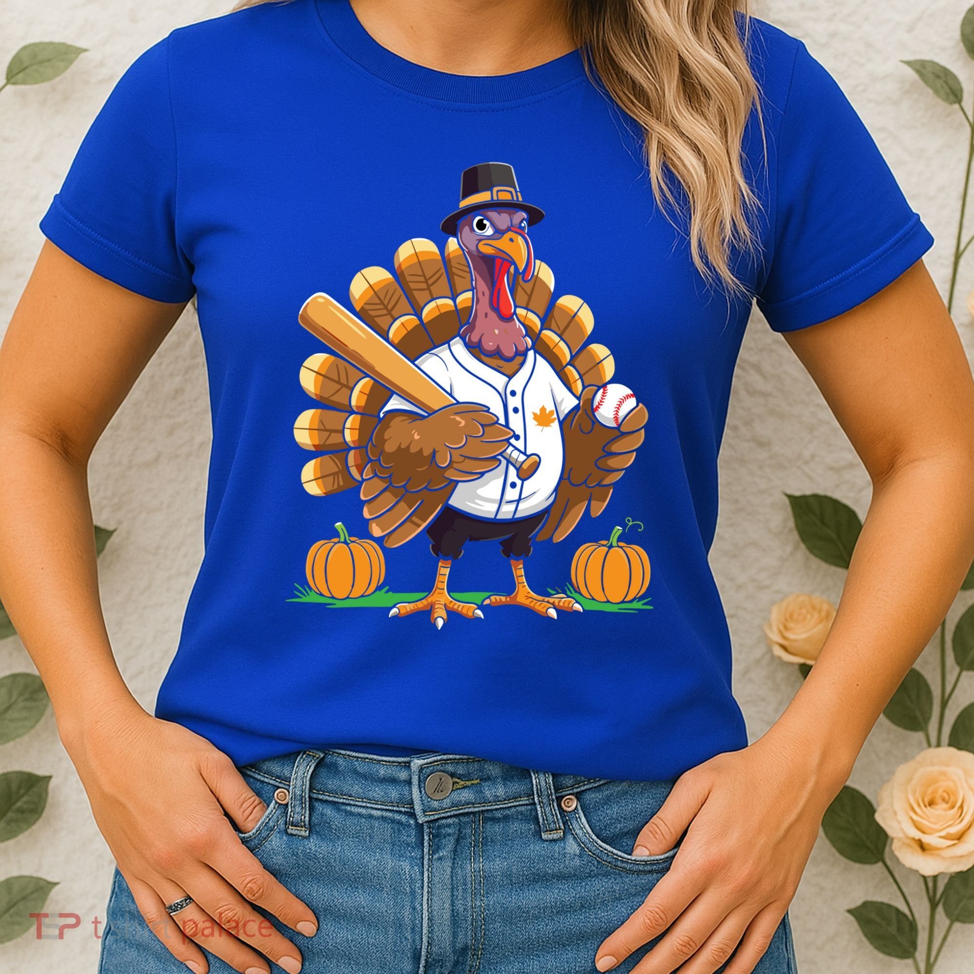 Baseball Turkey Pilgrim Thanksgiving Pumpkin Meaningful Gift Women's T-Shirt