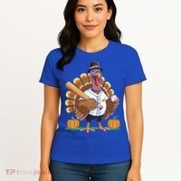 Baseball Turkey Pilgrim Thanksgiving Pumpkin Meaningful Gift Women's T-Shirt thumb 4