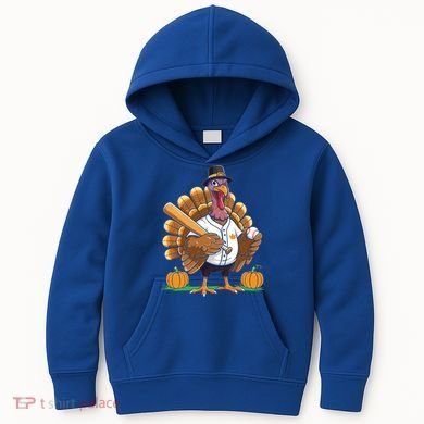 Baseball Turkey Pilgrim Thanksgiving Pumpkin Meaningful Gift Kids Hoodie
