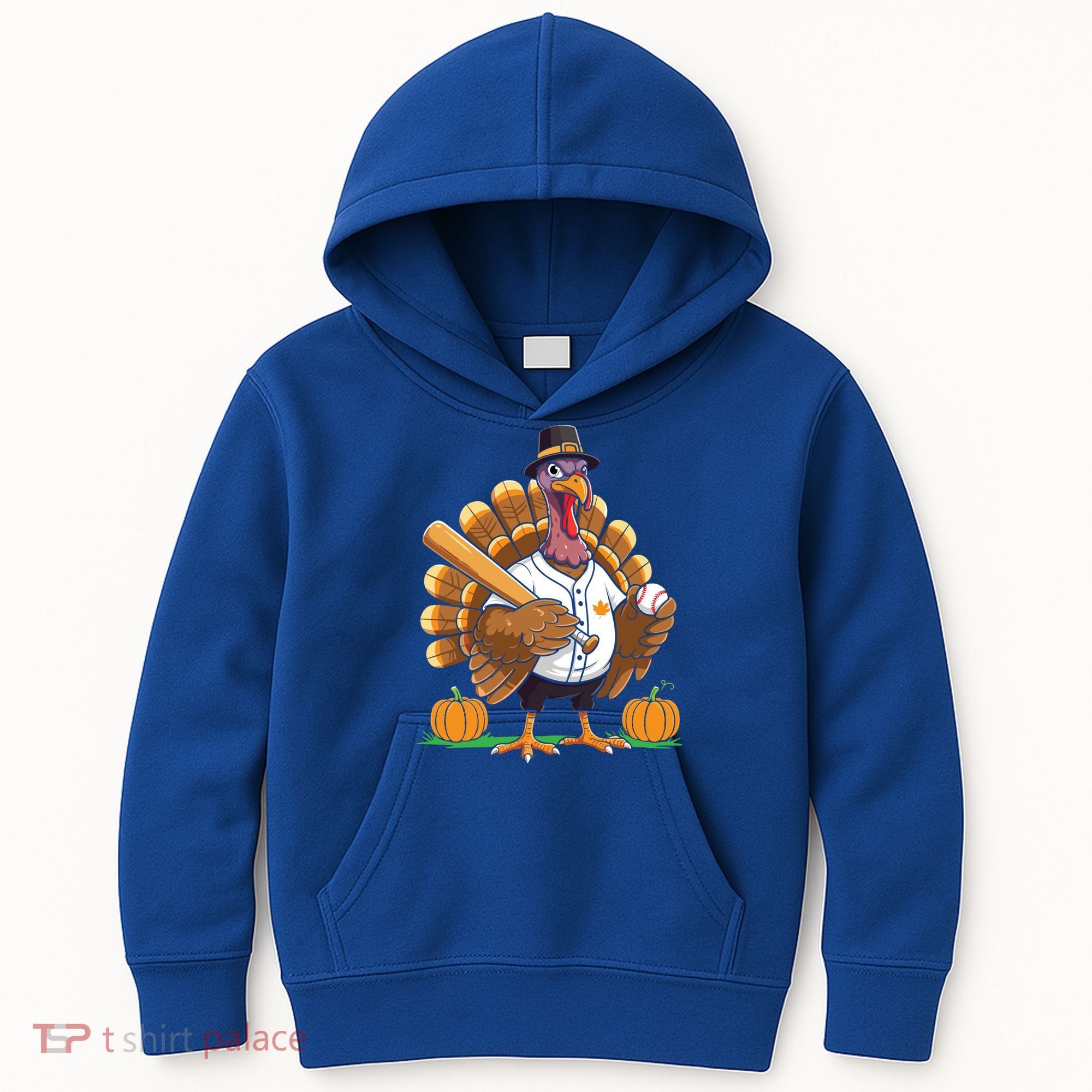 Baseball Turkey Pilgrim Thanksgiving Pumpkin Meaningful Gift Kids Hoodie