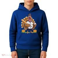 Baseball Turkey Pilgrim Thanksgiving Pumpkin Meaningful Gift Kids Hoodie thumb 4