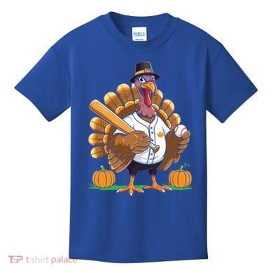 Baseball Turkey Pilgrim Thanksgiving Pumpkin Meaningful Gift Kids T-Shirt