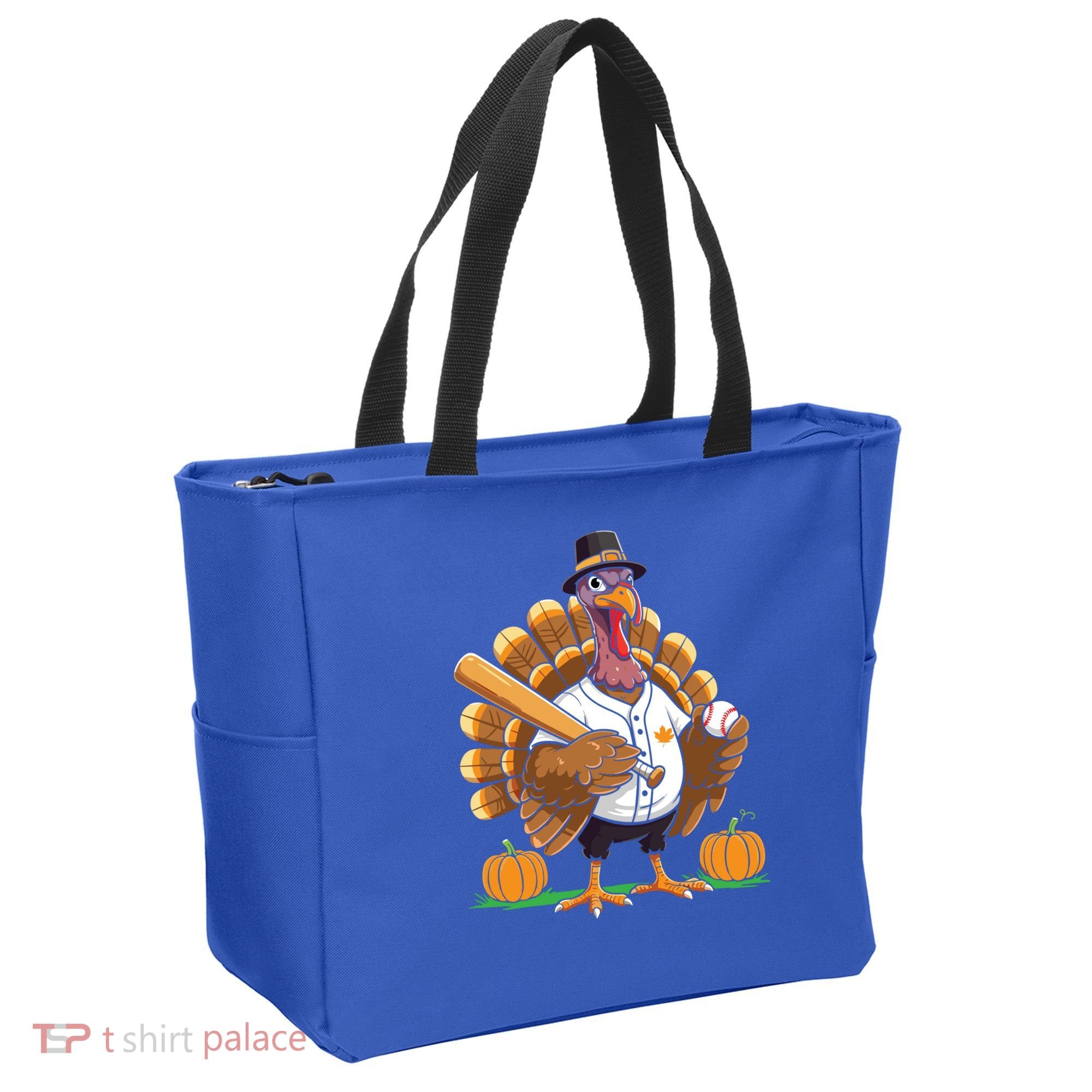 Baseball Turkey Pilgrim Thanksgiving Pumpkin Meaningful Gift Tote Bag