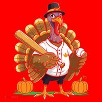 Baseball Turkey Pilgrim Thanksgiving Pumpkin Meaningful Gift Santa Hat thumb 1
