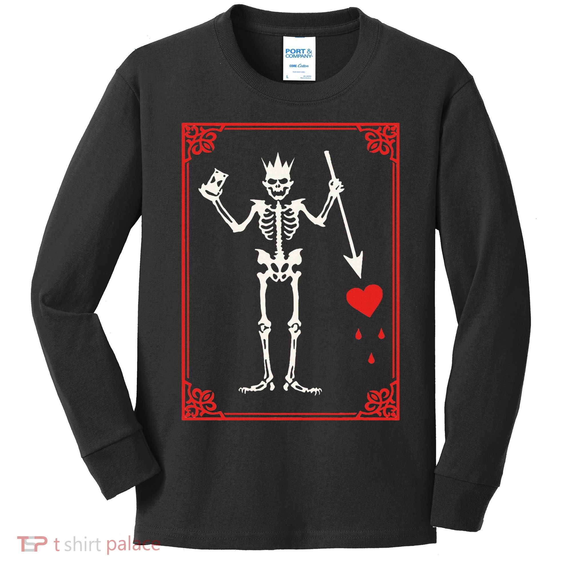 Blackbeard The Pirate Battle Flag Jolly Roger Military Army Kids Long Sleeve Shirt