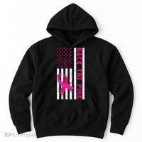 Back The Pink American Flag Pink Ribbon Breast Cancer Hoodie thumb 0