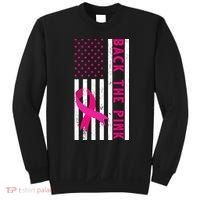 Back The Pink American Flag Pink Ribbon Breast Cancer Sweatshirt thumb 0