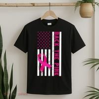 Back The Pink American Flag Pink Ribbon Breast Cancer T-Shirt thumb 2