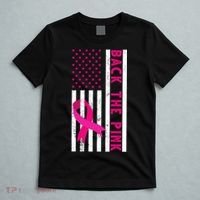 Back The Pink American Flag Pink Ribbon Breast Cancer T-Shirt thumb 5