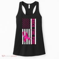 Back The Pink American Flag Pink Ribbon Breast Cancer Women's Tank Top thumb 0