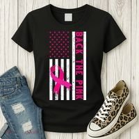 Back The Pink American Flag Pink Ribbon Breast Cancer Women's T-Shirt thumb 3