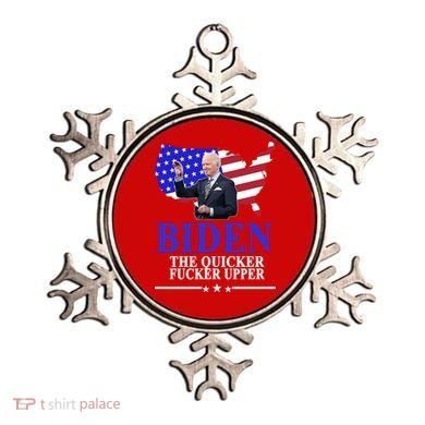 Biden The Quicker Fucker Upper American Flag Design Ornament