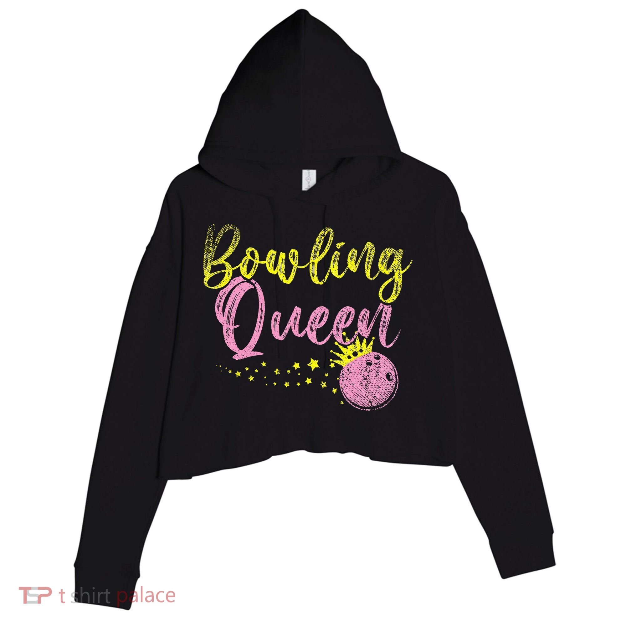Bowling Team Queen Women Gift Bowling Crop Fleece Hoodie
