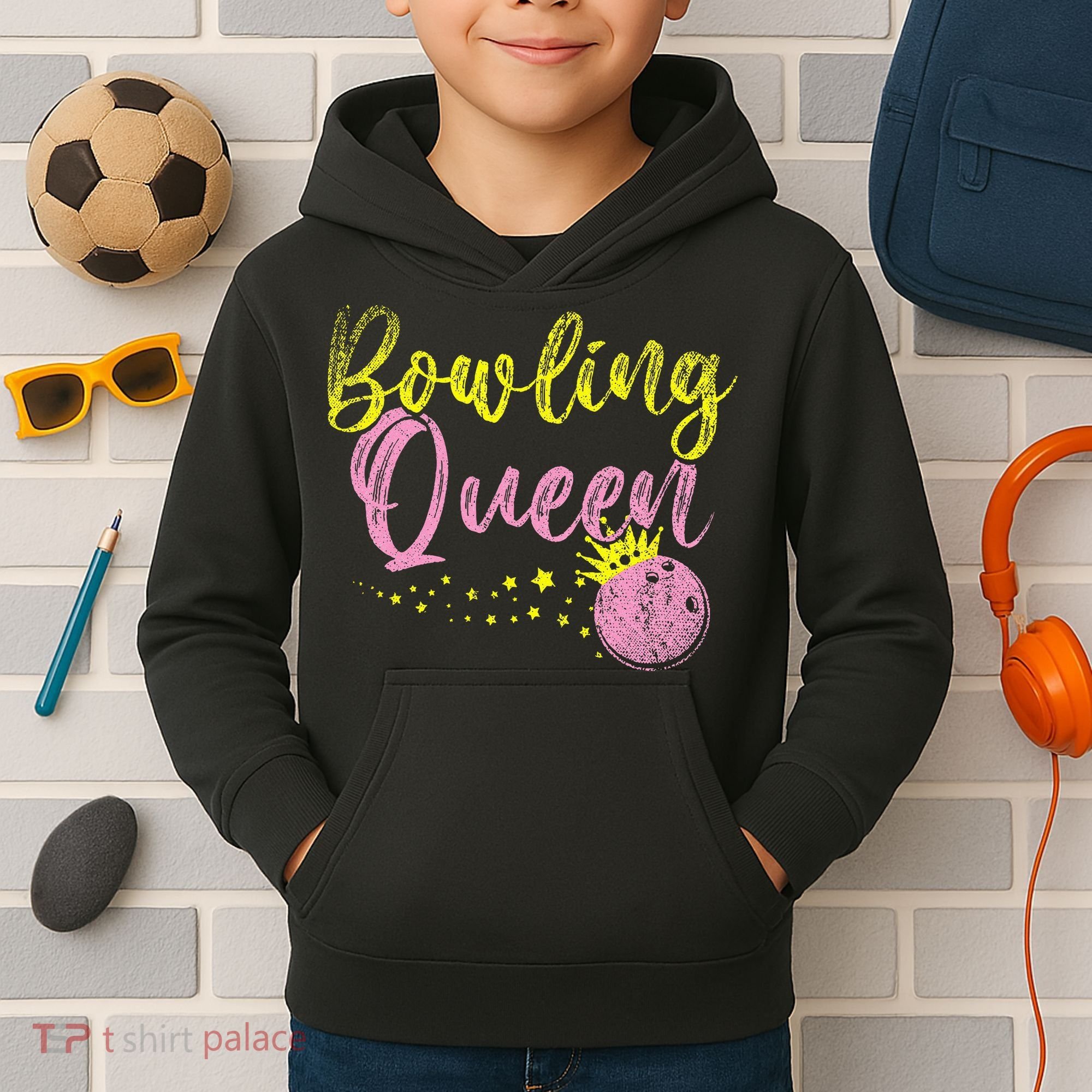 Bowling Team Queen Women Gift Bowling Kids Hoodie
