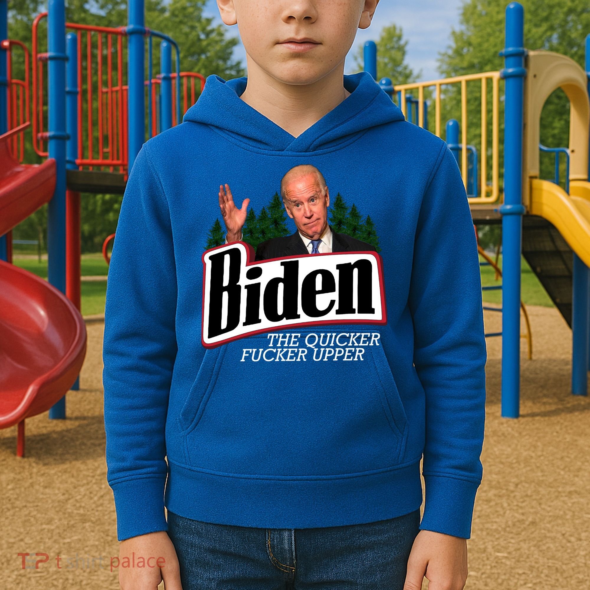 Biden The Quicker Fucker Upper Kids Hoodie
