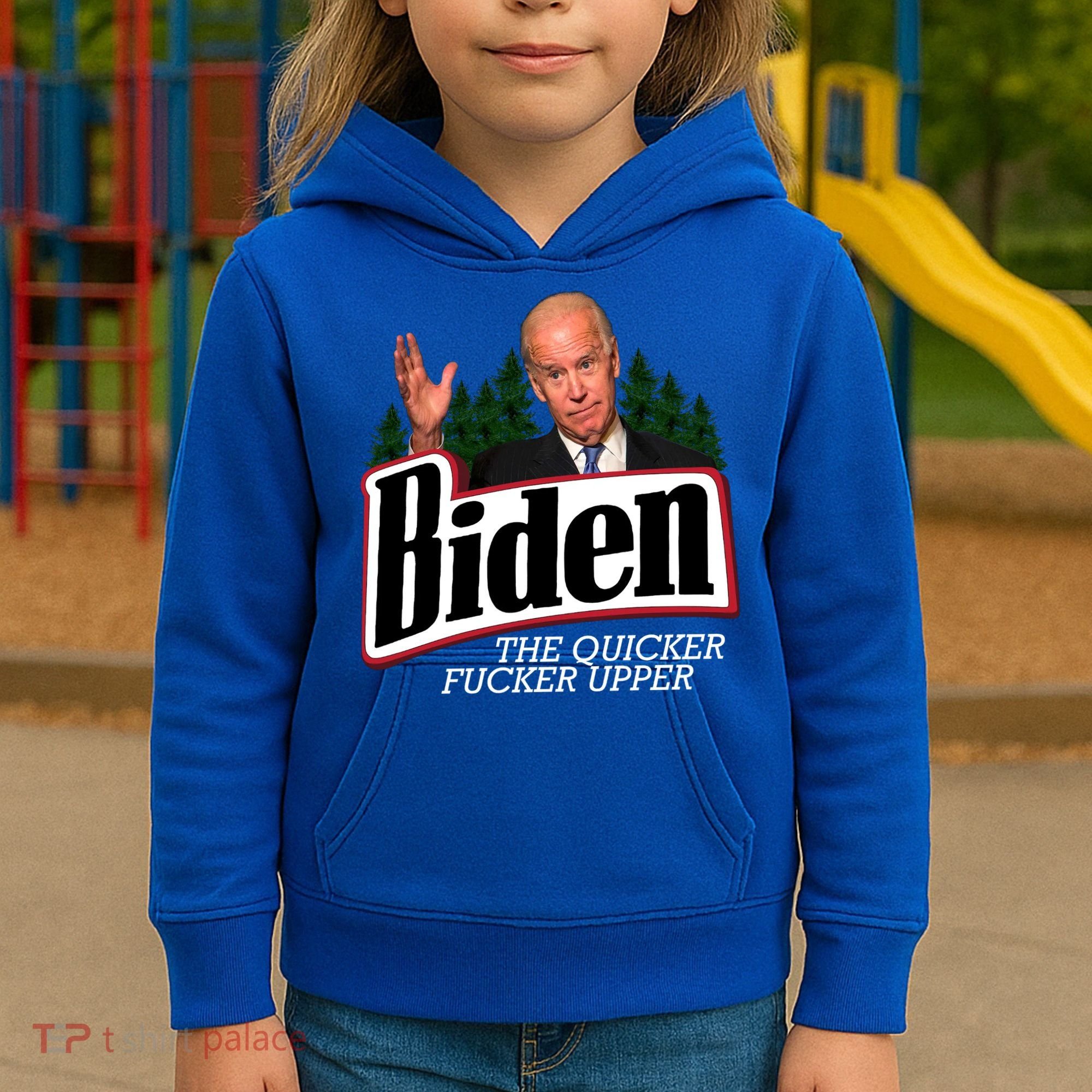 Biden The Quicker Fucker Upper Kids Hoodie