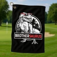 Brothersaurus T rex Dinosaur Brother Saurus Family Matching Golf Towel thumb 1