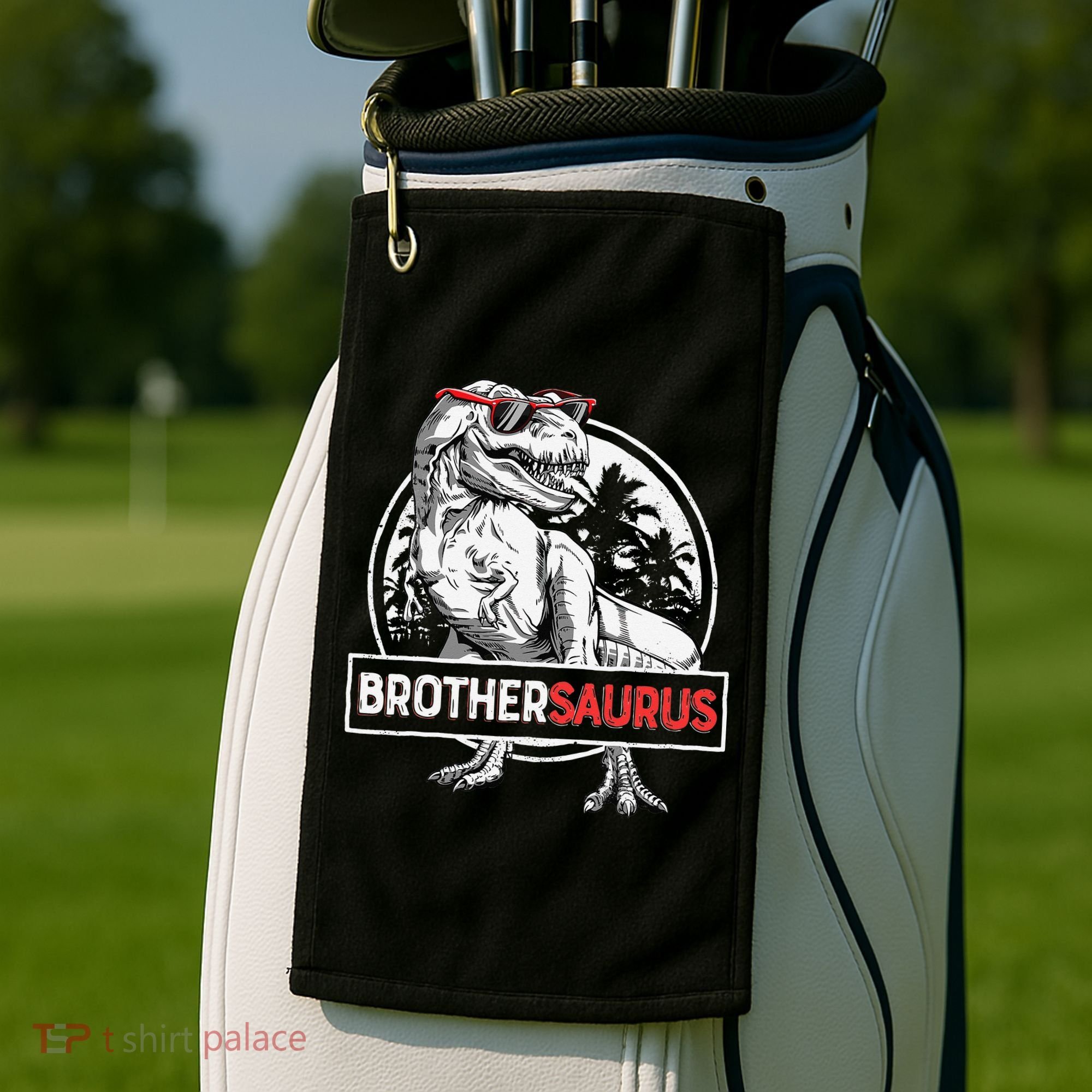 Brothersaurus T rex Dinosaur Brother Saurus Family Matching Golf Towel