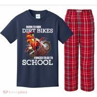 Born To Ride Dirt Bikes Forced To Go To School Gift Kids Plaid Pajama Set thumb 0