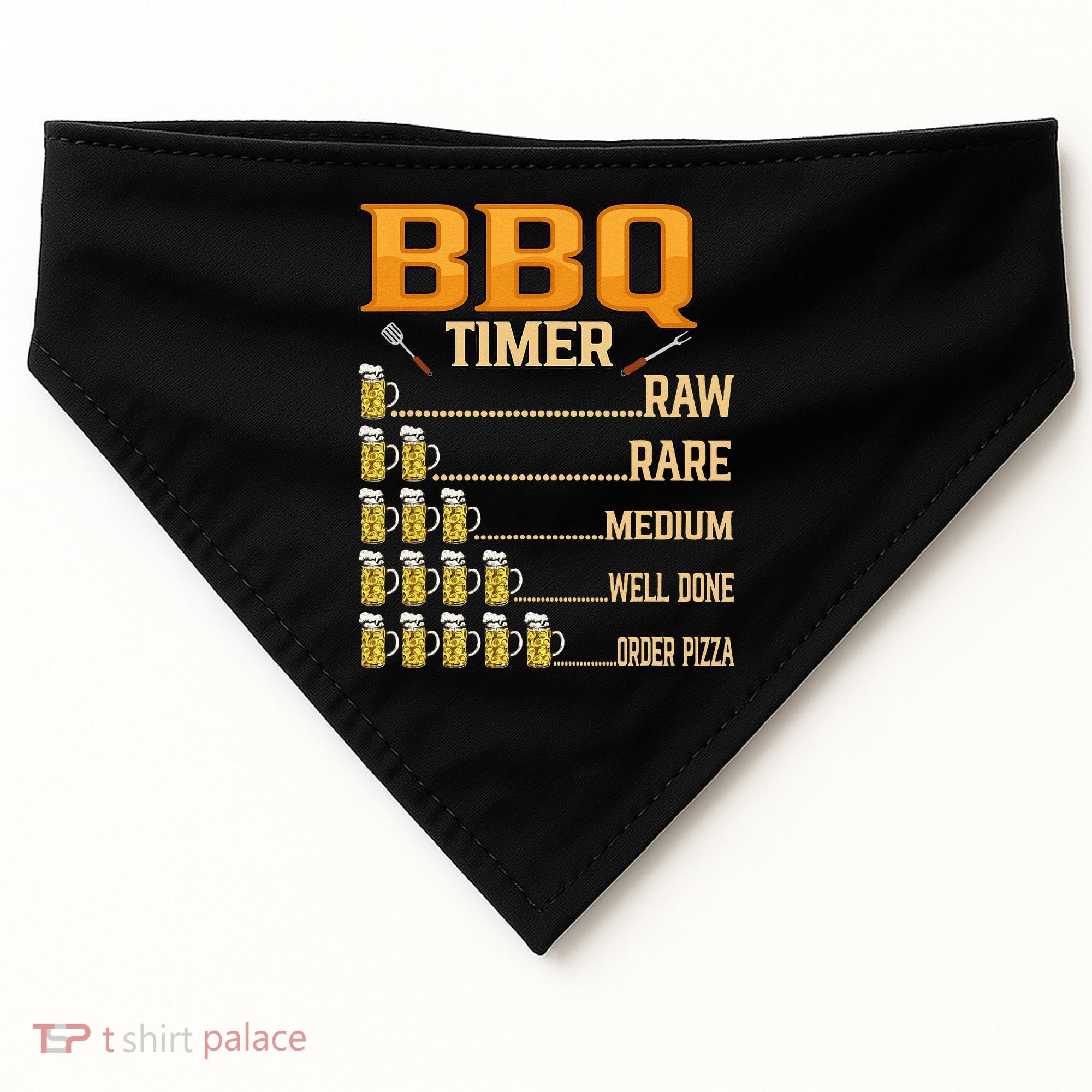 BBQ Timer Raw Rare Medium Well Done Grill Lovers USA-Made Doggie Bandana