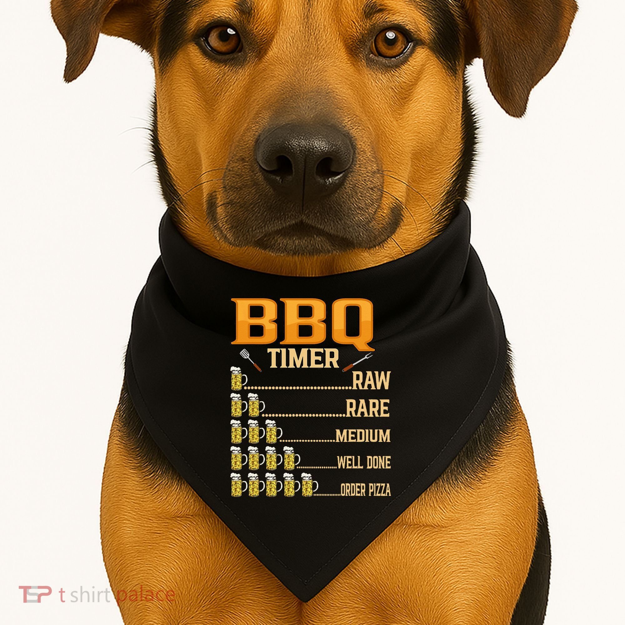 BBQ Timer Raw Rare Medium Well Done Grill Lovers USA-Made Doggie Bandana