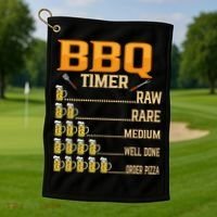 BBQ Timer Raw Rare Medium Well Done Grill Lovers Golf Towel thumb 1