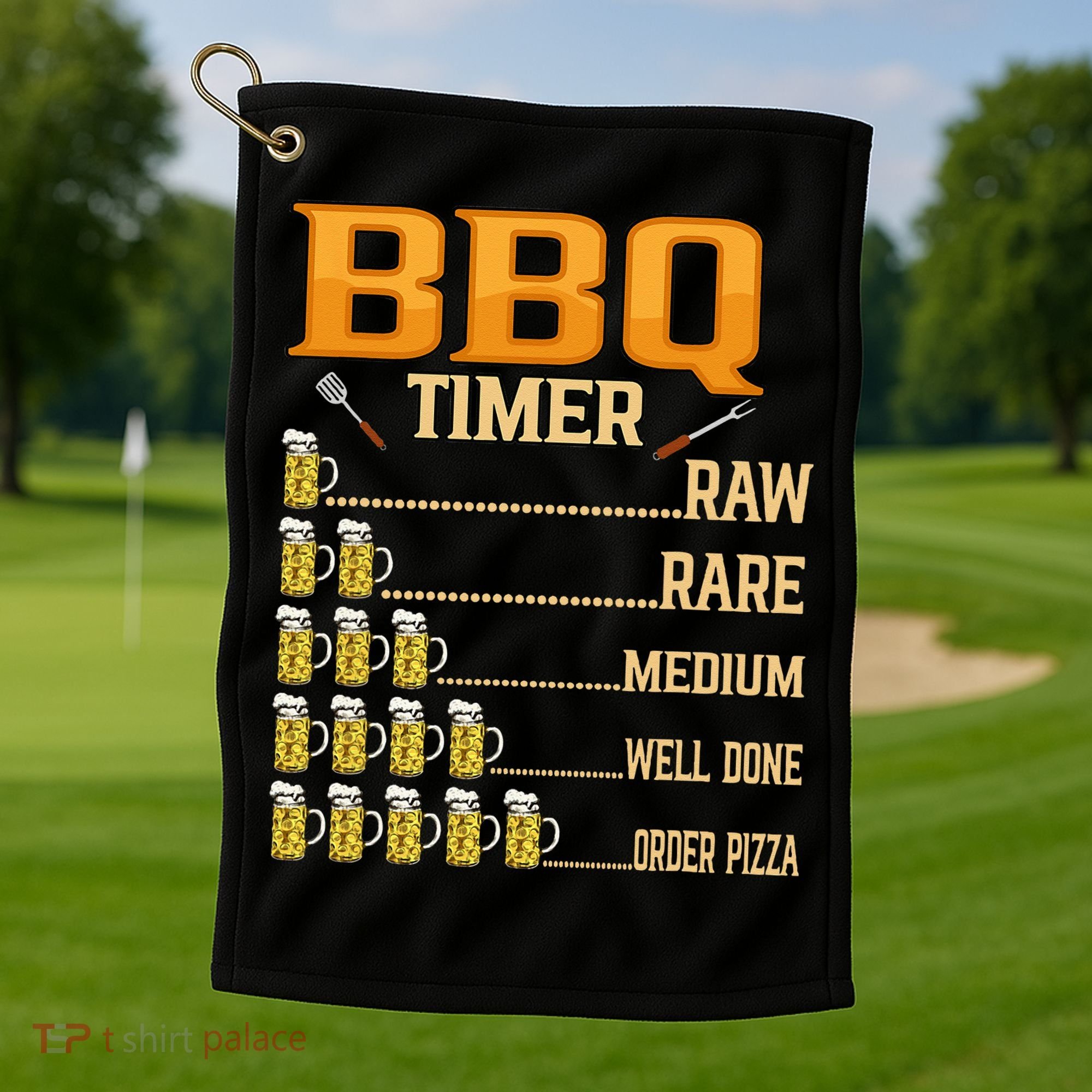 BBQ Timer Raw Rare Medium Well Done Grill Lovers Golf Towel