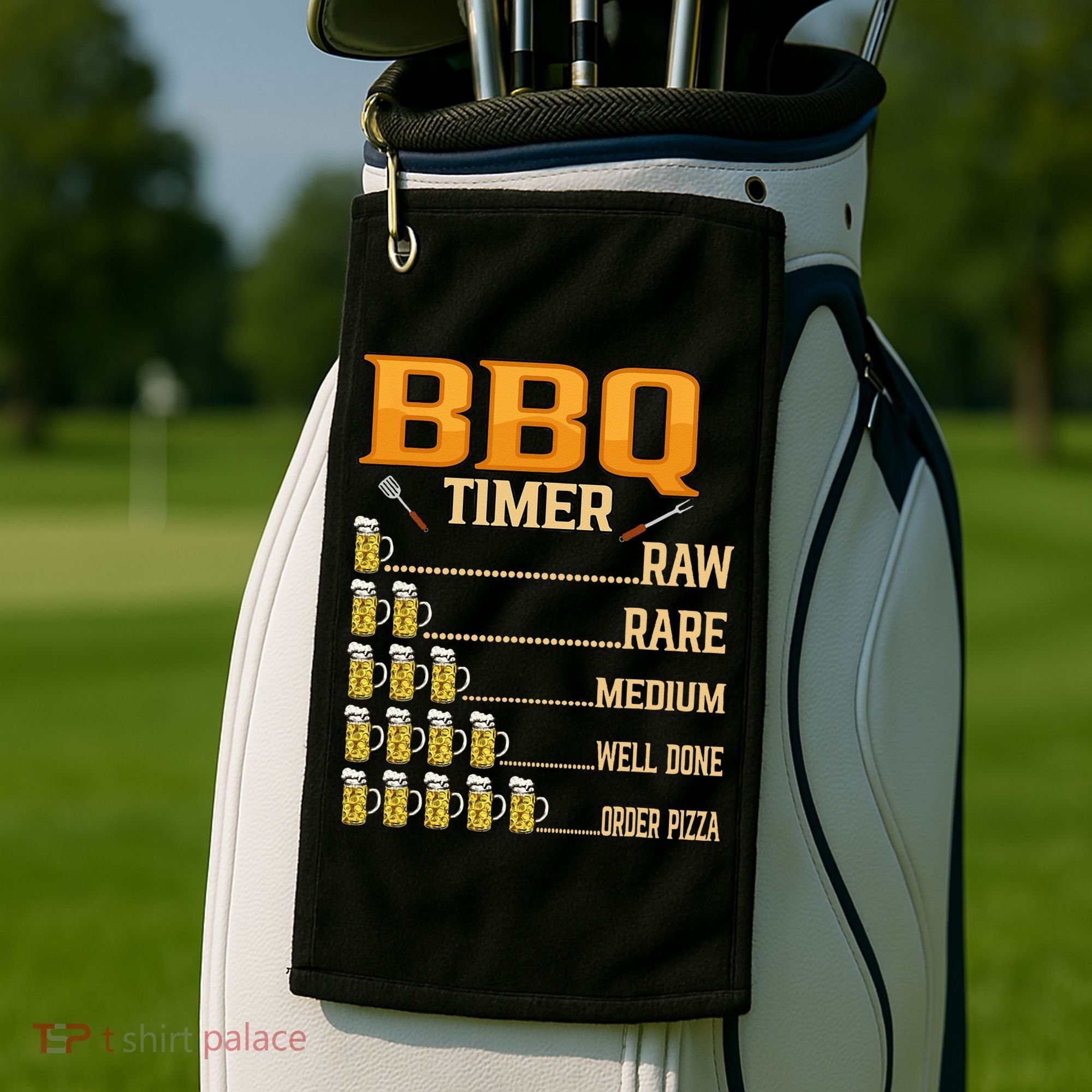 BBQ Timer Raw Rare Medium Well Done Grill Lovers Golf Towel