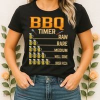 BBQ Timer Raw Rare Medium Well Done Grill Lovers Women's T-Shirt thumb 2