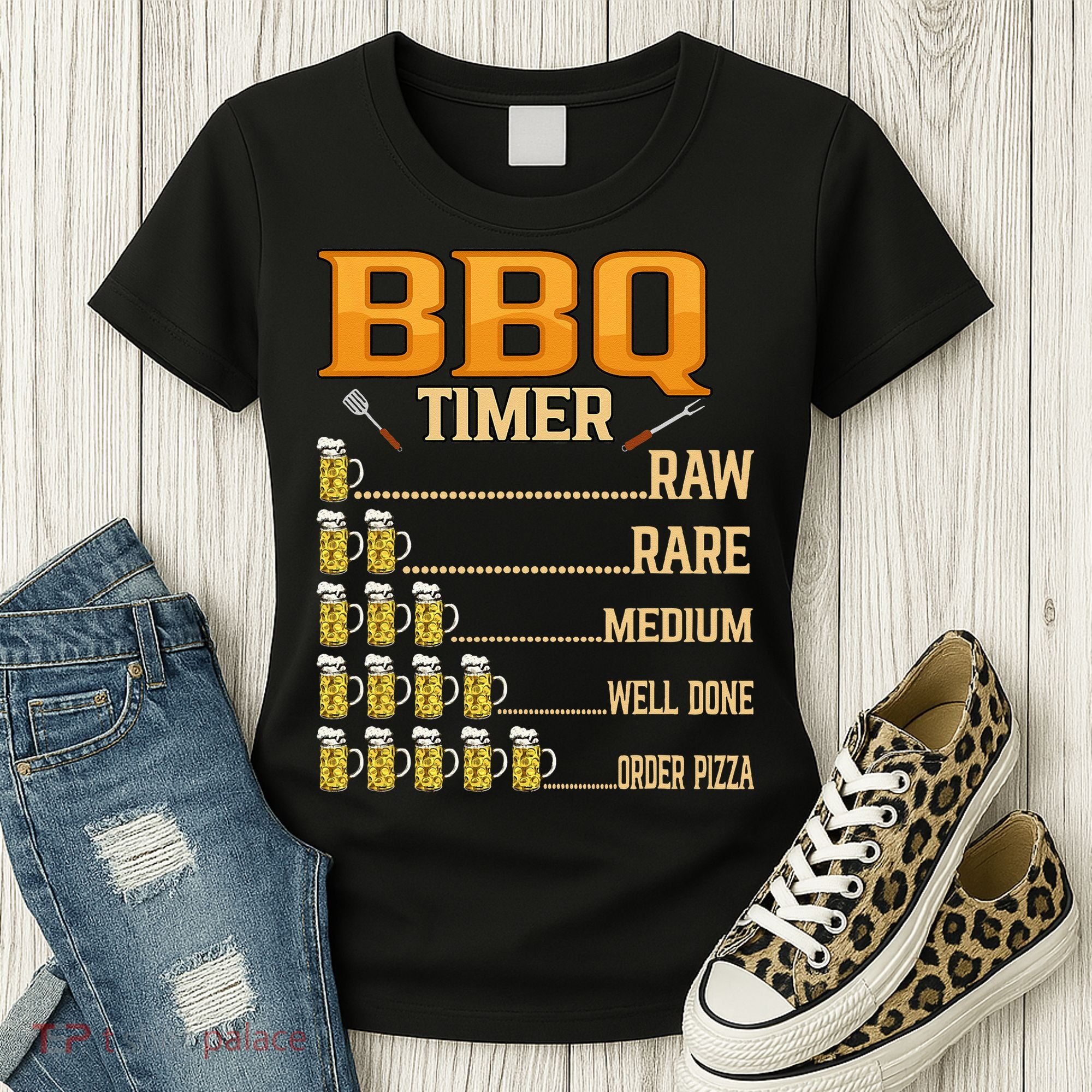 BBQ Timer Raw Rare Medium Well Done Grill Lovers Women's T-Shirt