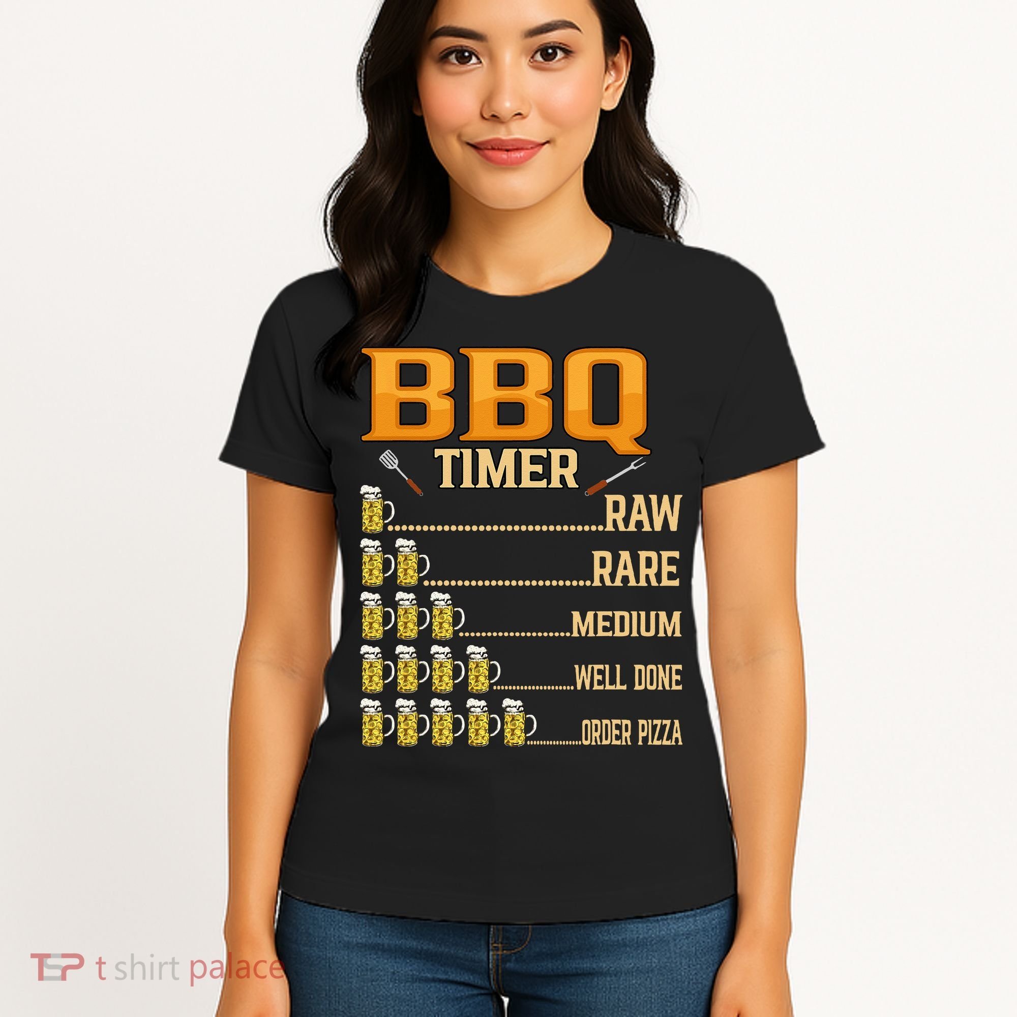 BBQ Timer Raw Rare Medium Well Done Grill Lovers Women's T-Shirt