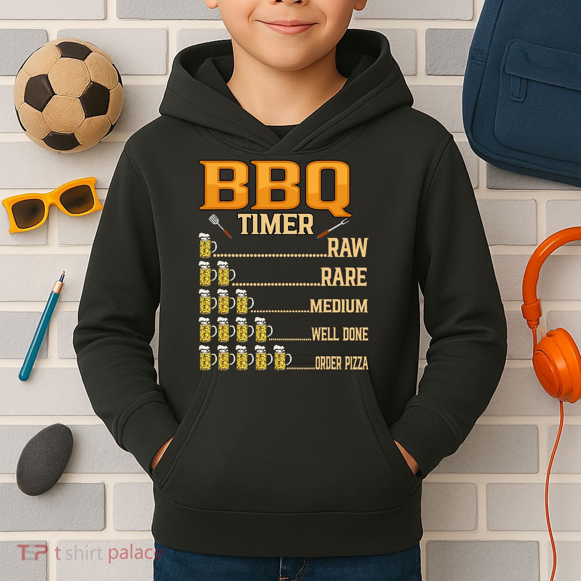 BBQ Timer Raw Rare Medium Well Done Grill Lovers Kids Hoodie